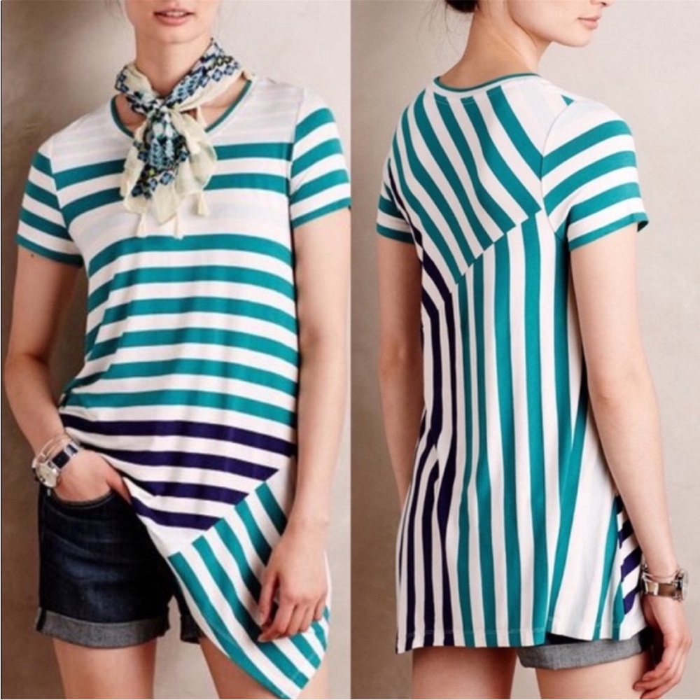 EUC Anthropologie Little Yellow Button Stripe Top - Small